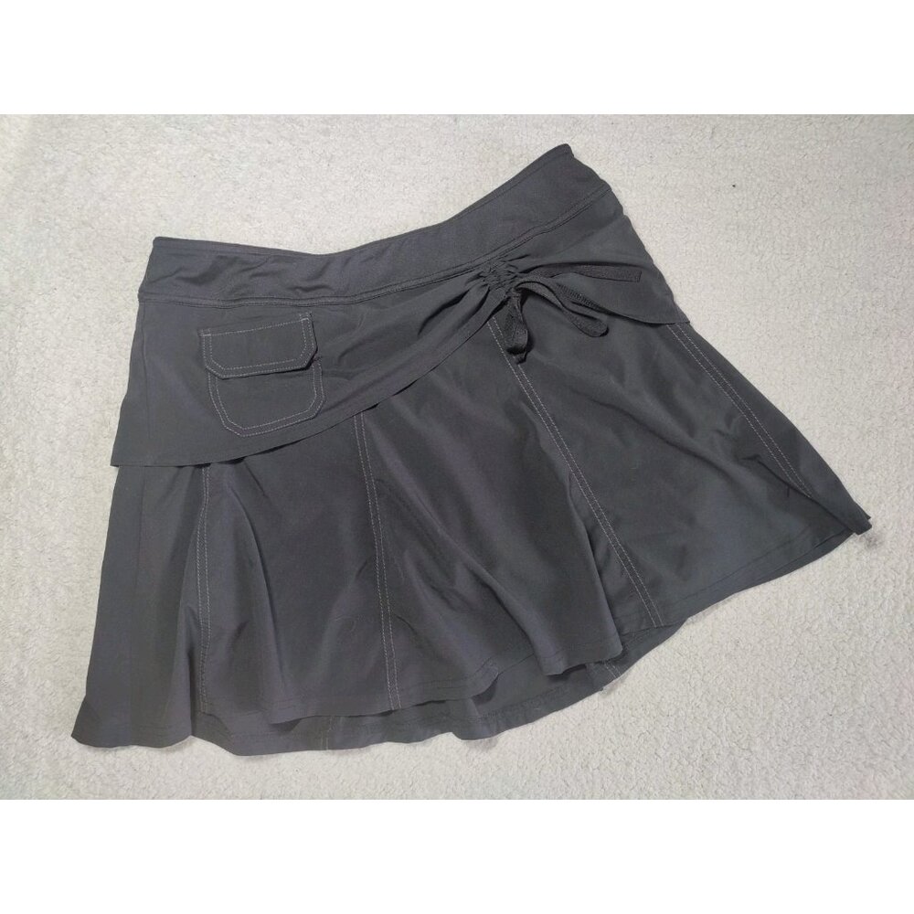 Athleta Black Flare Skort Shorts W Key Pocket Mid Rise 8P Waist 30 - Picture 2 of 7